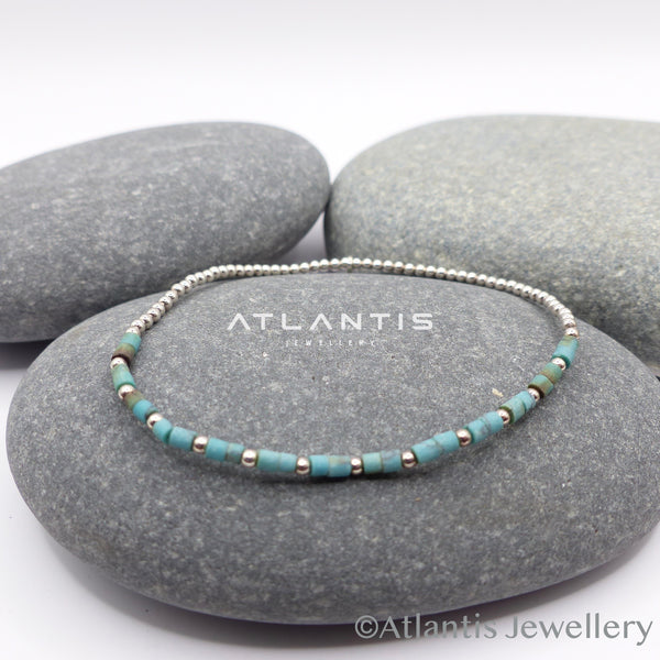 Azurite Stone Bracelet and Sterling Silver Detailing