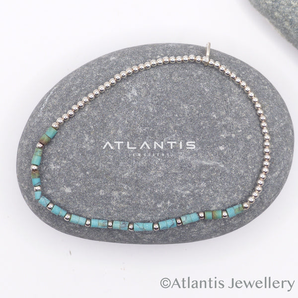 Azurite Stone Bracelet and Sterling Silver Detailing