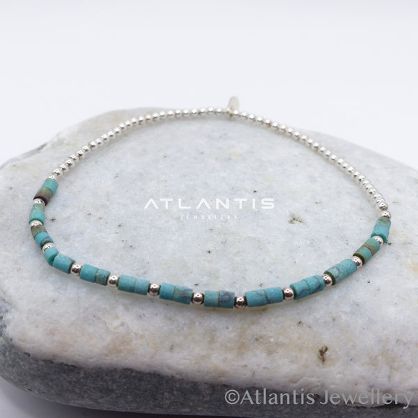 Azurite Stone Bracelet and Sterling Silver Detailing
