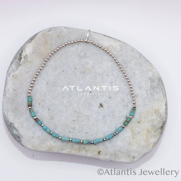Azurite Stone Bracelet and Sterling Silver Detailing