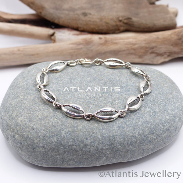 Cowrie Shell Multi Bracelet with Oxidized Detailing