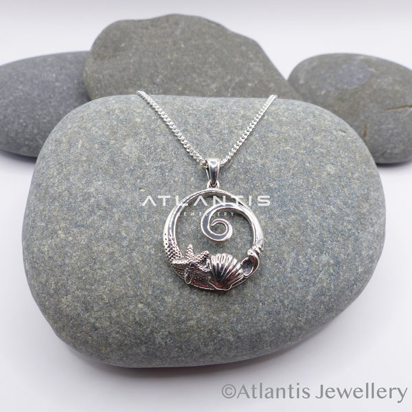 Shell Starfish and Wave Necklace