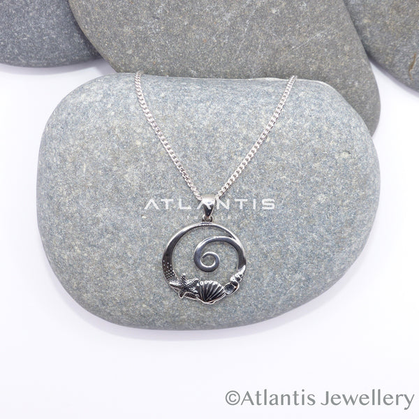 Shell Starfish and Wave Necklace