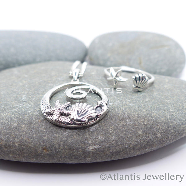 Shell Starfish and Wave Necklace