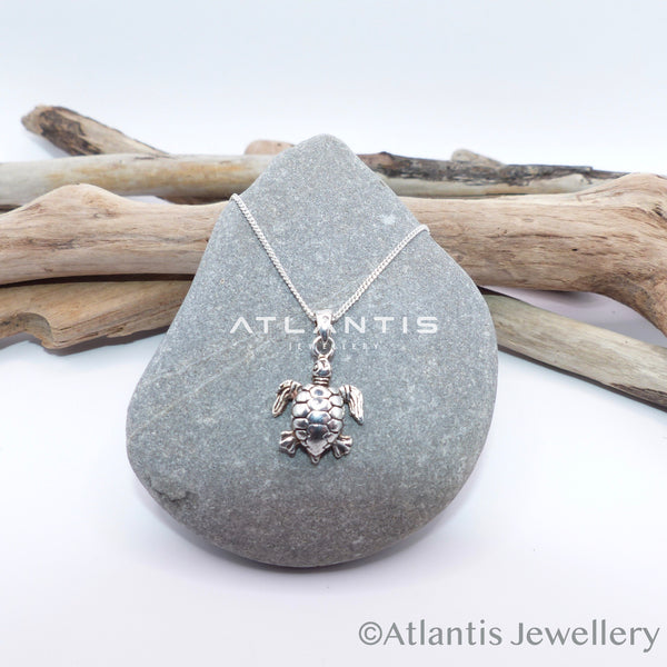 Turtle Necklace with Oxidized Detailing