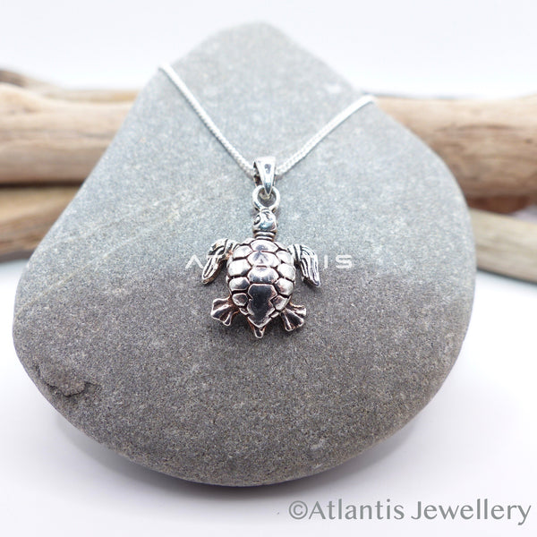 Turtle Necklace with Oxidized Detailing