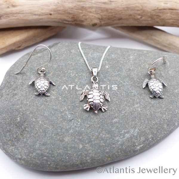 Turtle Necklace with Oxidized Detailing