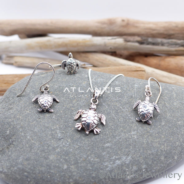 Turtle Necklace with Oxidized Detailing