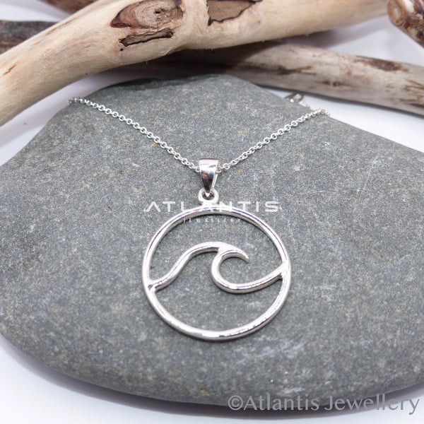 Wave Circle Sterling Silver Necklace