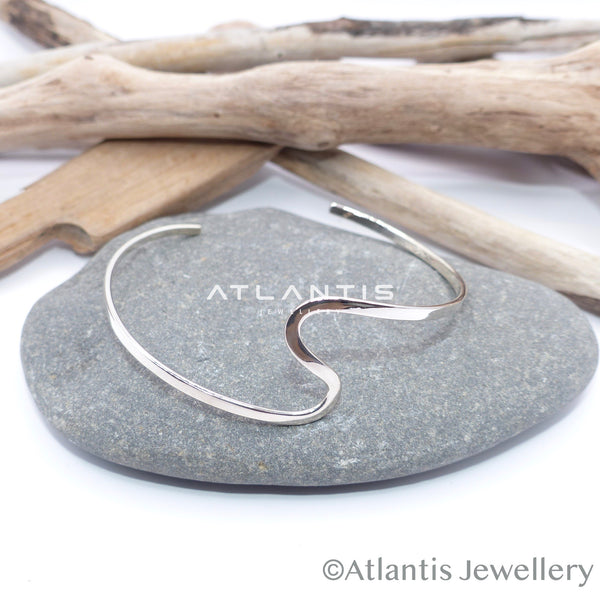 Wave Cuff Bracelet in Sterling Silver
