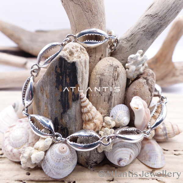Cowrie Shell Multi Bracelet with Oxidized Detailing