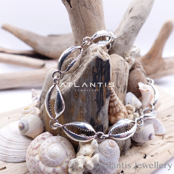 Cowrie Shell Multi Bracelet with Oxidized Detailing