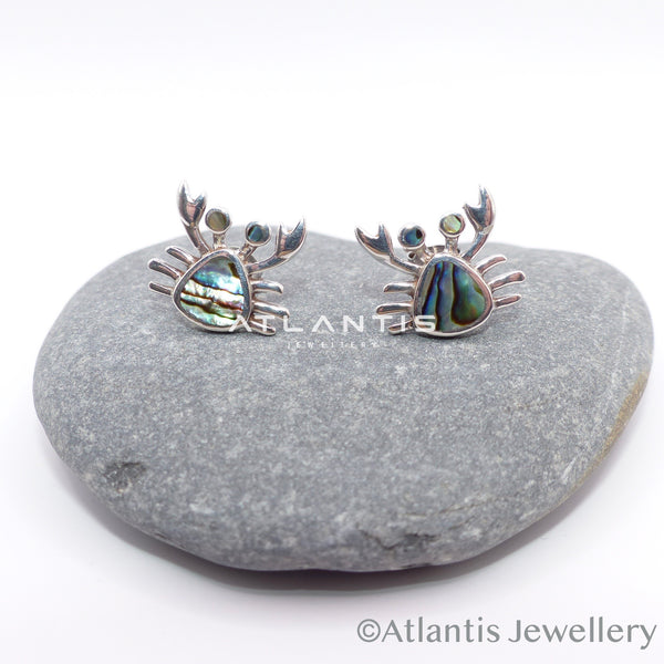 Crab Earrings in Sterling Silver with Abalone Shell inlays