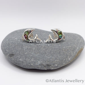 Dolphin Earrings Silver with Abalone Shell inlays