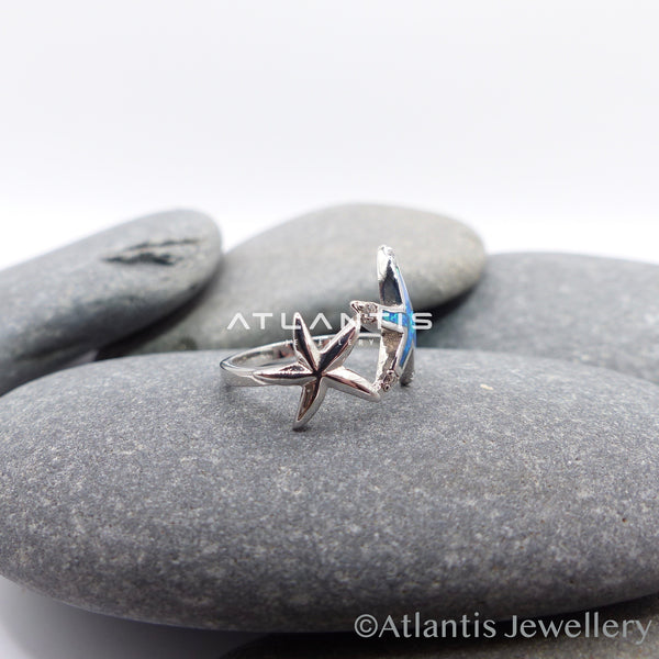 Starfish Double Ring Opal and Sterling Silver