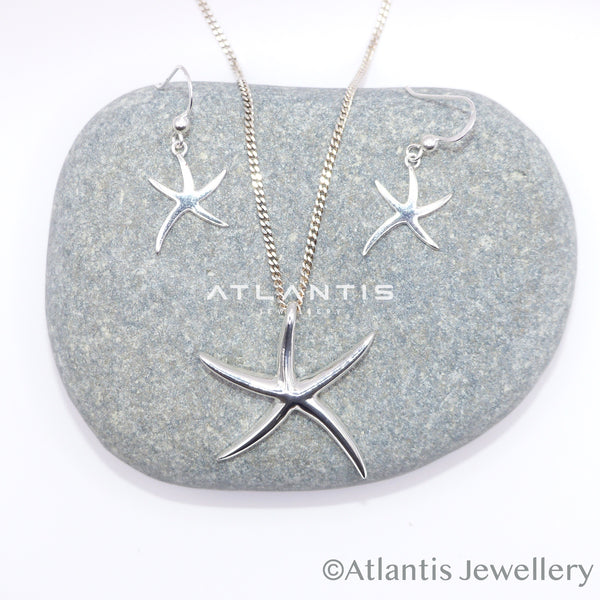Starfish Hook Earrings in Sterling Silver