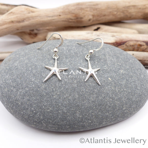 Starfish Sterling Silver Hook Earrings