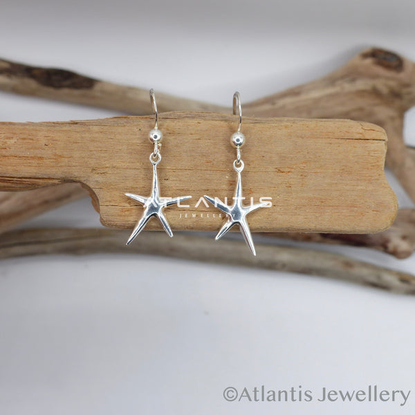 Starfish Sterling Silver Hook Earrings