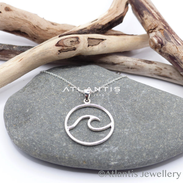 Wave Circle Sterling Silver Necklace