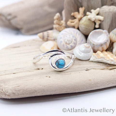 Wave Ring with Turquoise Stone Detailing