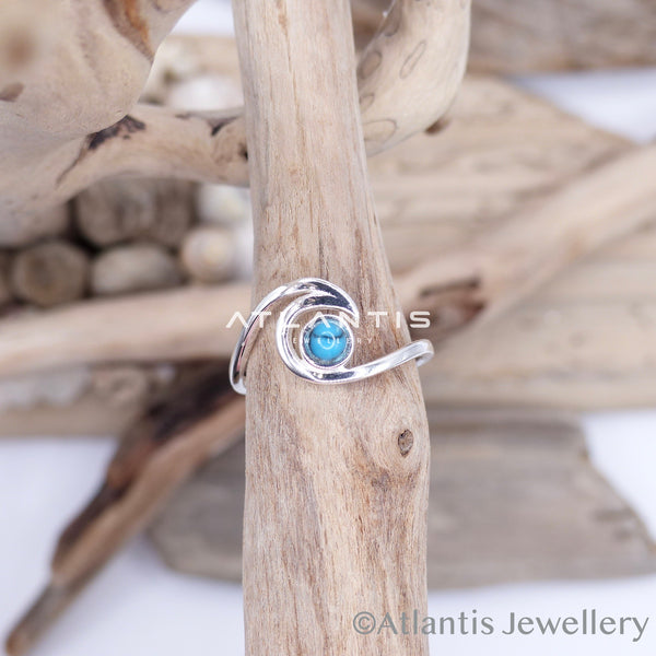 Wave Ring with Turquoise Stone Detailing