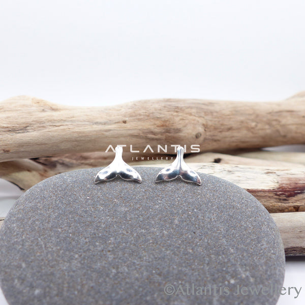 Whale Tail Push Back Sterling Silver Earrings