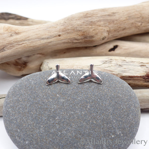 Whale Tail Push Back Sterling Silver Earrings